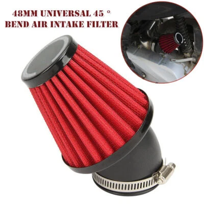 48mm Modified Motorcycle 45 Degrees Air Intake Filter Bend Cone Tuning Cleaner — 第 1/4 张图片