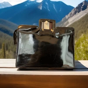 Vintage - Classic Black Patent PVC Handbag - Alan Sutherland - Picture 1 of 17