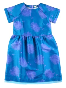 J.CREW CREWCUTS Blue Purple Satin Short Sleeve Sheath Dress Girl Size 16 - Picture 1 of 8