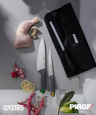 PİRGE Gastro Profi Messerset mit Tasche 4 TLG - Farbeinsatz Griff - Küchenmesser - Bild 1 von 4