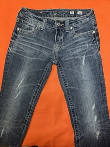 Pantalones de mezclilla Miss Me para mujer 27 bolsillos corte bota azul firma 27x32 pedrería - Imagen 1 de 10