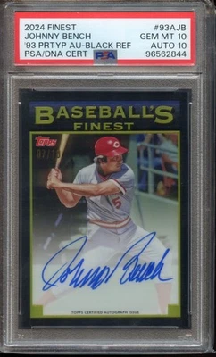 2024 Topps Finest Johnny Bench - 93 Protótipo Auto Preto /10 - PSA 10 GEM ESTADO PERFEITO - Imagem 1 de 2