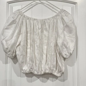 Blusa Top Miranda Bennett Carlisle Lino Blanco Talla Única Minimalista Hecha en EE. UU. - Imagen 1 de 5