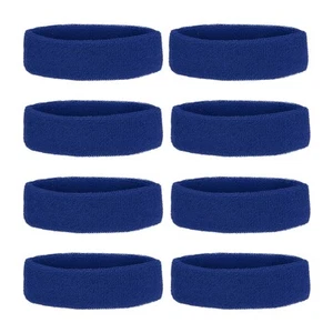 8 Pcs Sweatband Headbands Terry Cloth for Women Men Sports Blue - Picture 1 of 6