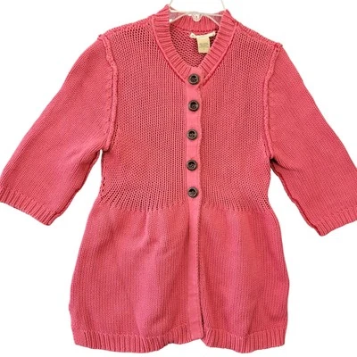 Ruff тесаный розовый свитер опрятный коралл трикотажа 3/4 рукава кнопки v-образным вырезом женщин размер S - Изображение 1 из 4