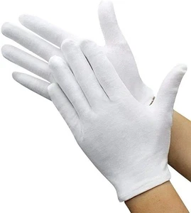 White Cotton Gloves Hand Care Work Gloves Lint Free Gloves, Extra Large, 12 P... - Picture 1 of 7