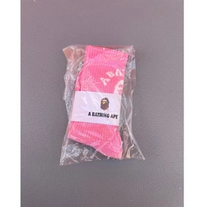 Bape Crew Socks Pink College Ape Head Striped Unisex Size 8-13 Aape - Picture 1 of 1