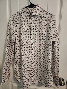 Express Mens Shirt Sz L Floral Slim Button Up Long Sleeve Preppy Retro (MBRC14) - Picture 1 of 5