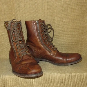 FRYE Tyler Brown Leather Boots Men's Size 11 1/2D ~ RARE DOUBLE ZIPPER BOOTS - Picture 1 of 14