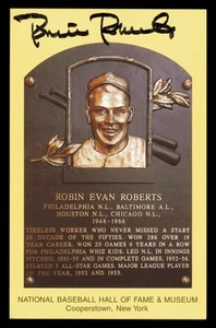Robin Roberts Signed HOF Plaque Postcard Philadelphia Phillies - Picture 1 of 2