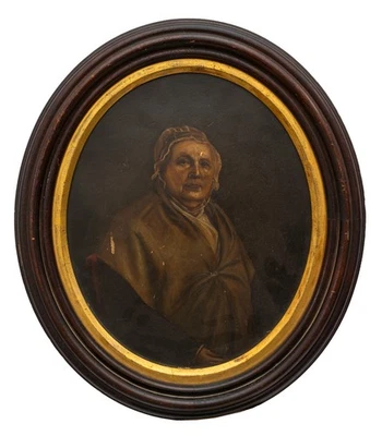 Antique Miniature Oval Portrait of a Woman, Framed - Image 1 of 4