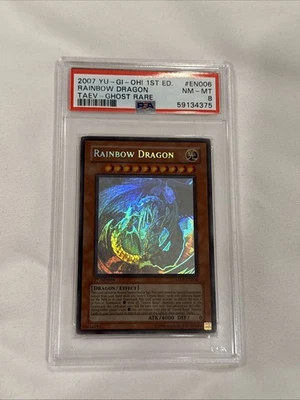 Yugioh Rainbow Dragon TAEV-EN006 Ghost Rare 1st Edition PSA 8 NM-MT - Image 1 of 2