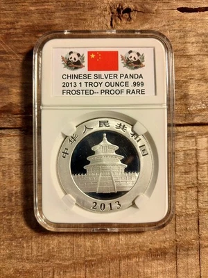 silver chinese panda 2013 frosted proof one troy oz. .999 %100 authentic coin - Image 1 of 4