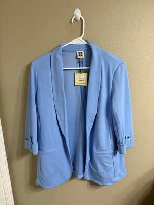 Blazer Anne Klein para mujer azul talla mediana nuevo con etiquetas precio de venta sugerido por el fabricante 129 USD Foto 1 de 4