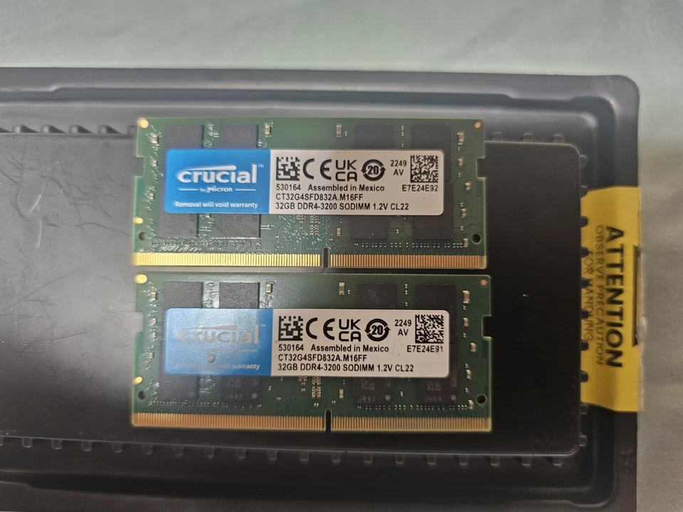 Crucial 64GB Kit (2x32GB) DDR4 3200MHz SODIMM Laptop Memory - CT32G4SFD832A  - Image 1 of 1