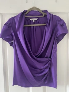 LK Bennett Purple Satin Blouse Size 12 - Picture 1 of 5