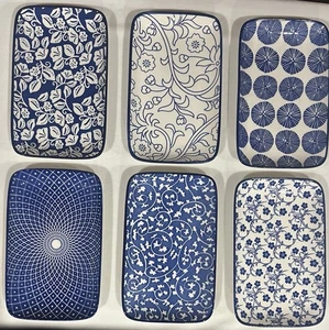 Selamica Blau Weiß Keramik Serviertabletts 6er Set Neu in Box Sushi Snack Teller - Bild 1 von 11
