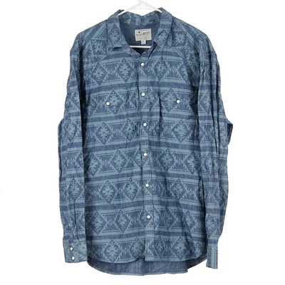 Camisa vaquera Lucky Brand estampado azteca occidental botón a presión claro para hombre XL Foto 1 de 4