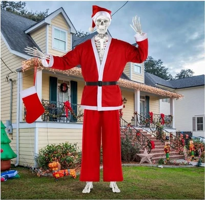 12 ft Giant Christmas Skeleton Costume Set, Extra Large Xmas Skeleton Clothes... - Image 1 of 4