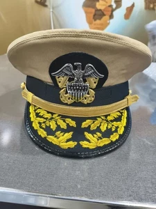WWll Customize US NAVY COMMANDER ADMIRAL RANK Khaki HAT CAP - Picture 1 of 5
