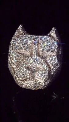 MOISSANITE Mens Large Lion Iced Hip Hop Ring 925 Sterling Silver Rasta Leo - Image 1 of 4