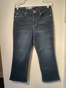 CHAPS womens mid rise crop kick denim jeans NWT 12/31 blue stretch straight leg - Picture 1 of 14