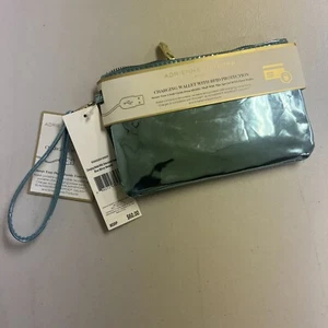Adrienne Vittadini Studio Charging Wallet w/ RFID Protection Blue Mirror NEW - Picture 1 of 8