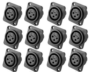 (12 PACK) NEUTRIK NC3FPP 3-PIN XLR Nylon Female Panel Mount Non-Latching Nylon J - Picture 1 of 1