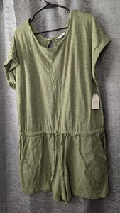 Time & Tru Olive Short Romper W/Pockets Drawstring Women's XL - Picture 1 of 6