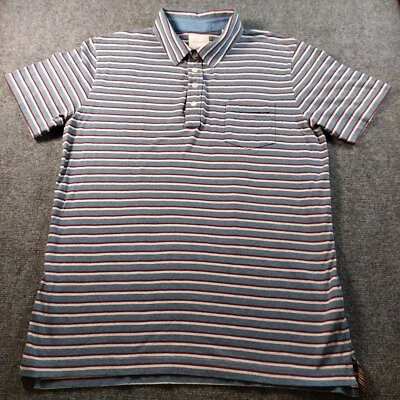 Polo Billy Reid Para Hombres XL Hecho en Perú Azul Rojo Blanco Rayas Golf Informal Foto 1 de 4