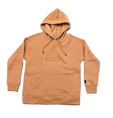 NUEVO CON ETIQUETAS REEBOK Mujer Logo Cordón Sudadera con Capucha | Coral Polvoriento | X-PEQUEÑA Foto 1 de 4