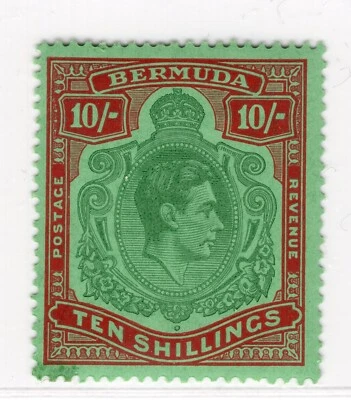 KGVI BERMUDA 1942 GEORGE VI HIFG VALUE 10/- SCOTT 126a SG 119c VERY FINE MNH B10 - Image 1 of 2