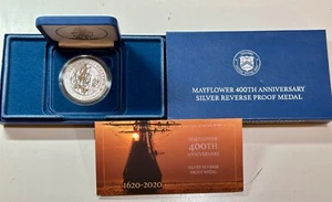 2020 MAYFLOWER 400TH ANNIVERSARY REVERSE PROOF  SILVER MEDAL  OGP - Picture 1 of 1