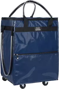 Reusable Grocery Bag on Wheels, (Medium, DK Blue) Rolling Shopping Bags with Whe - Picture 1 of 12
