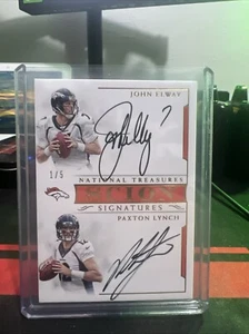 2016 Panini National Treasures Scion John Elway And Paxton Lynch 1/5 AUTO - Picture 1 of 2