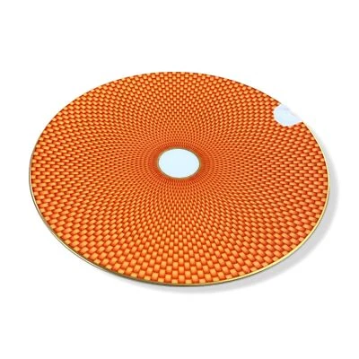 $230 Raynaud Limoges Geometric Orange Porcelain Salad Dessert Plate Ø8.5" - Image 1 of 4