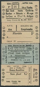 URUGUAY Railway ticket x4 Florida San Jose Retamosa C'tral Gral Artigas CH2336 - Picture 1 of 1