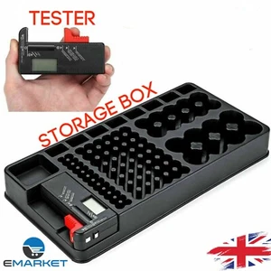 Battery Organiser Storage Box Tester Included Removable AA AAA D 9V Tool Box 98 - Picture 1 of 9