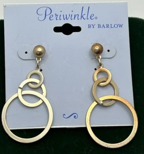 VTG NWT Periwinkle Barlow Gold Tone Triple Hoop Dangle Earrings - Picture 1 of 4