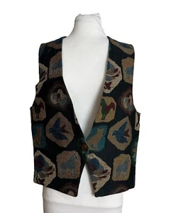 Vintage Eagle River Traders Vest Womens Size 8 Textured Tapestry Folk Art Flower - Picture 1 of 8