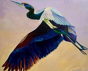 FLIGHT OF THE HERON 8X10 BIRD print by Artist Sherry Shipley - Picture 1 of 1