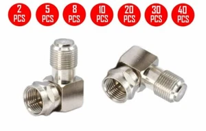 F Right Angle 90° Adapter Screw On M/F Connector TV Cable Modem RG6 RG59 Lot - Picture 1 of 4