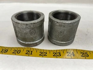Pair of 1-1/2" Galvanized Iron NPT Threaded Pipe Coupling - Picture 1 of 1