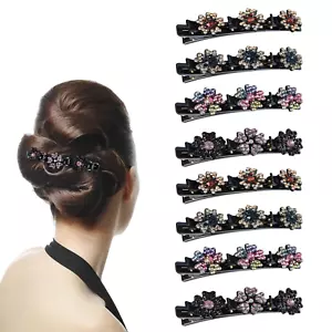 8PCS Sparkling Crystal Stone Braided Hair Clips - Decorative Hair Clips Suitable - Picture 1 of 7
