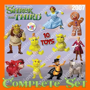 JUEGO MIP 10 McDonald's 2007 SHREK the Third Green OGRE Donkey Gingy Toys COMPLETO - Imagen 1 de 4