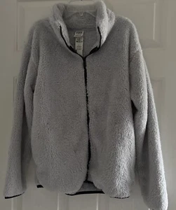 VICTORIA'S SECRET PINK TEDDY FULL ZIP SHERPA JACKET Gray S ~ NEW NWT - Picture 1 of 6
