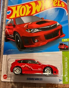 Hot Wheels 2022 J Case Red Subaru WRX Wagon Real Riders Chrome Wheel Swap - Picture 1 of 4