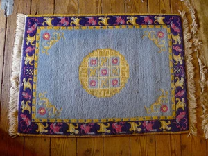 Estate Vintage Asian wool/wool warm/soft Color Rug 49" x 36" - Picture 1 of 5