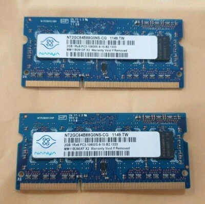 4GB NANYA (2x 2gb) RAM MEMORY DDR3-PC3-  1Rx8 10600S - LAPTOP dell lenovo sony - Image 1 of 2