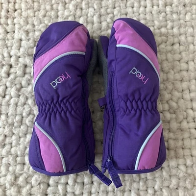Luva de neve Head Ski roxa/rosa pequena crianças jovens inverno zíper lateral - Imagem 1 de 4